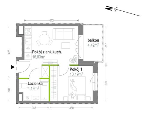 Plan 2 pok. 31m²