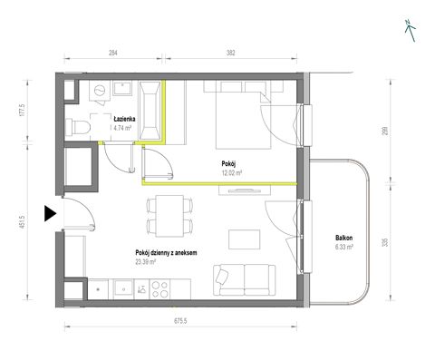 Plan 2 pok. 40m²