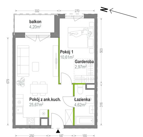 Plan 2 pok. 44m²