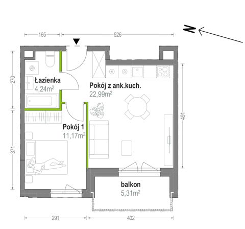 Plan 2 pok. 38m²