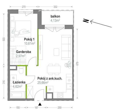 Plan 2 pok. 44m²