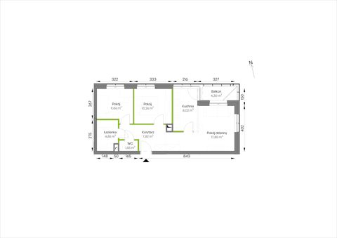 Plan 3 pok. 58m²