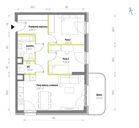 Plan 3 pok. 62m²