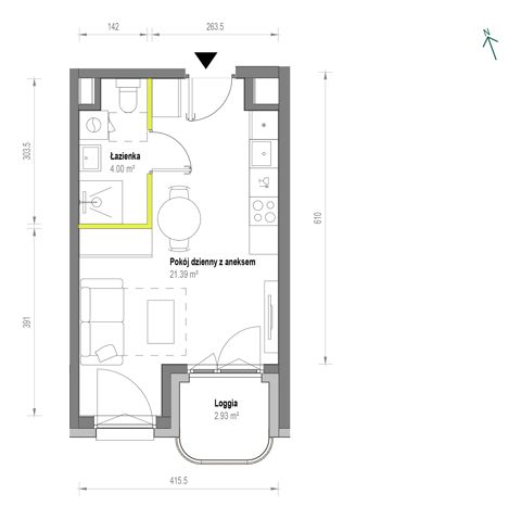 Plan 1 pok. 25m²