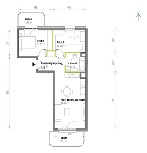 Plan 3 pok. 57m²