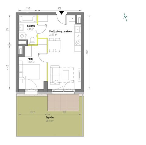Plan 2 pok. 39m²