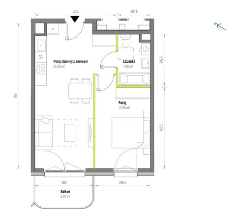 Plan 2 pok. 43m²