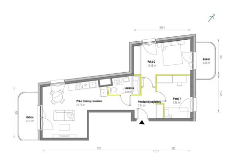 Plan 3 pok. 58m²