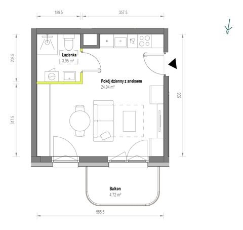 Plan 1 pok. 29m²