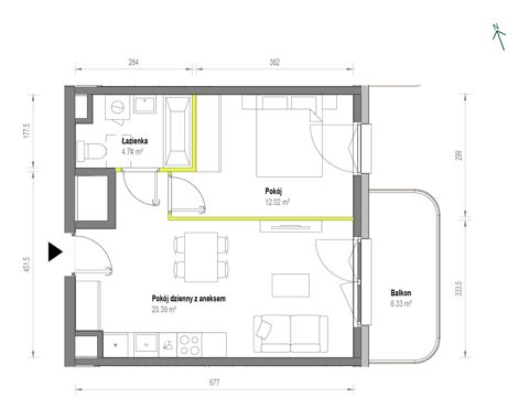 Plan 2 pok. 40m²