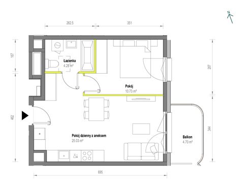 Plan 2 pok. 40m²