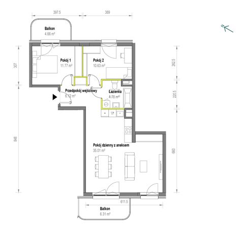 Plan 3 pok. 68m²