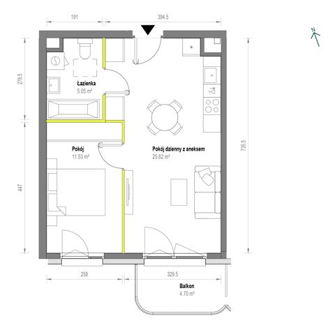 Plan 2 pok. 42m²
