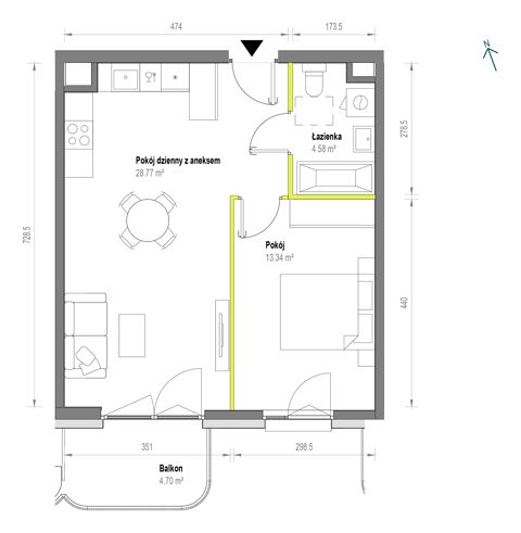 Plan 2 pok. 47m²