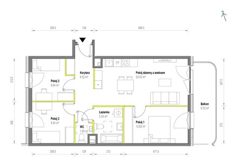 Plan 4 pok. 70m²