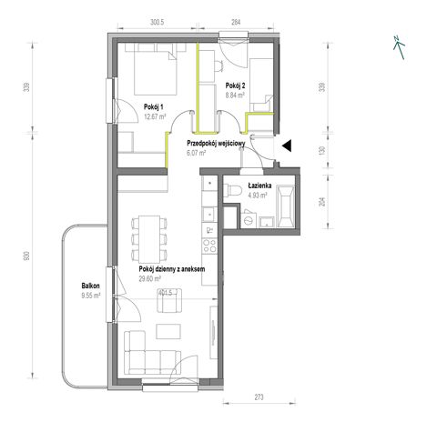 Plan 3 pok. 62m²