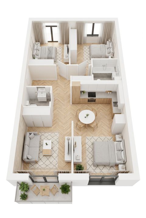 Plan 4 pok. 68m²
