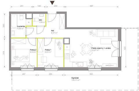 Plan 3 pok. 57m²