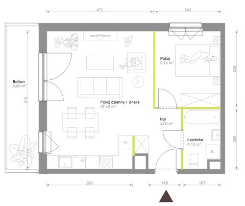 Plan 2 pok. 45m²