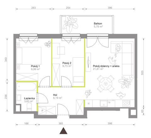 Plan 3 pok. 53m²