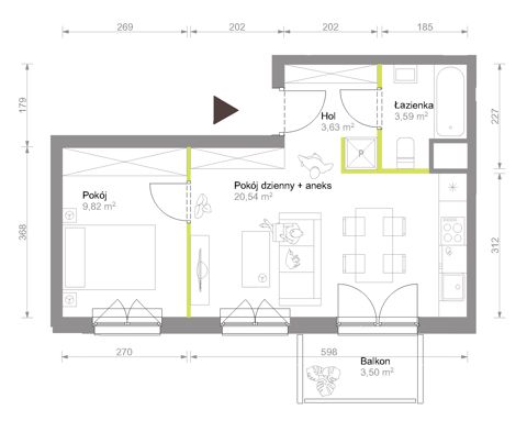 Plan 2 pok. 38m²