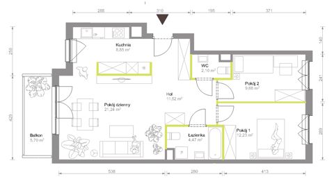 Plan 3 pok. 70m²