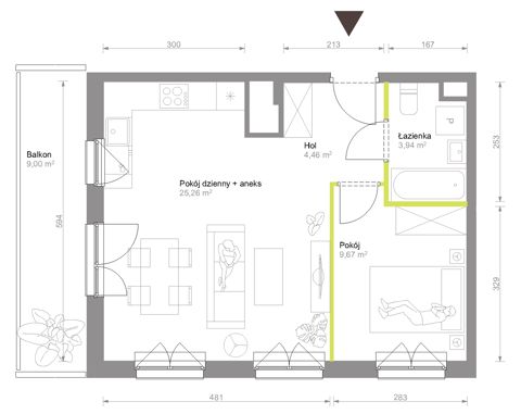 Plan 2 pok. 43m²
