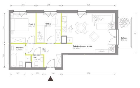 Plan 3 pok. 59m²