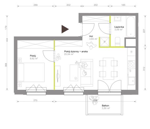 Plan 2 pok. 38m²