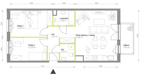 Plan 3 pok. 63m²