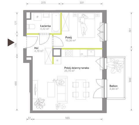 Plan 2 pok. 45m²