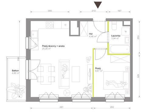 Plan 2 pok. 43m²
