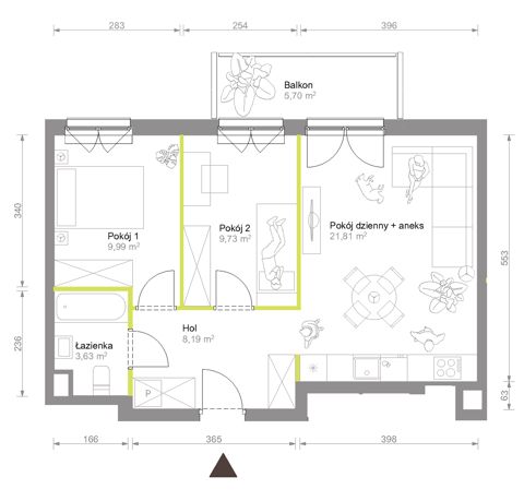 Plan 3 pok. 53m²