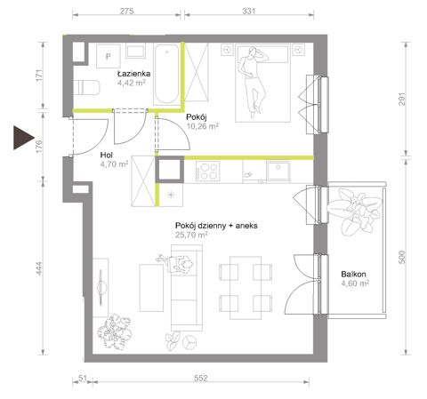 Plan 2 pok. 45m²