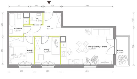 Plan 3 pok. 57m²
