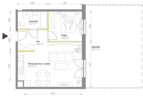 Plan 2 pok. 43m²