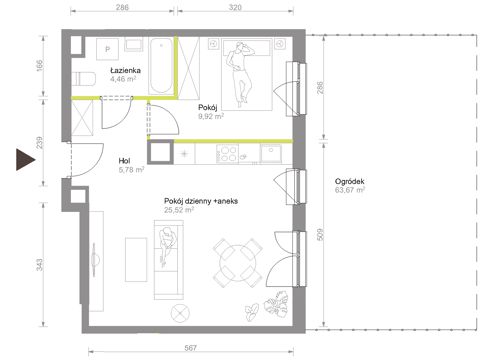 Plan 2 pok. 46m²