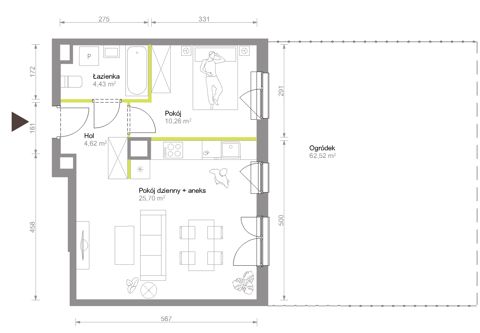 Plan 2 pok. 45m²