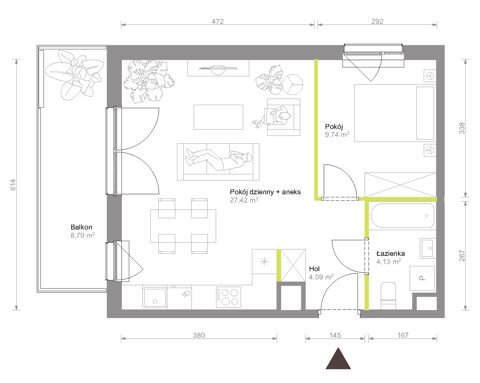 Plan 2 pok. 45m²