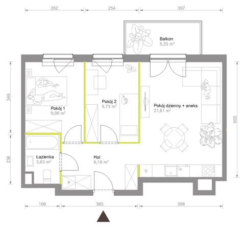 Plan 3 pok. 53m²