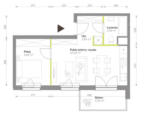 Plan 2 pok. 38m²