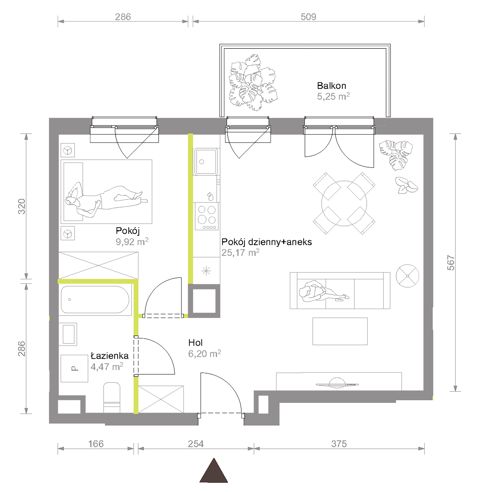 Plan 2 pok. 46m²