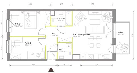 Plan 3 pok. 63m²