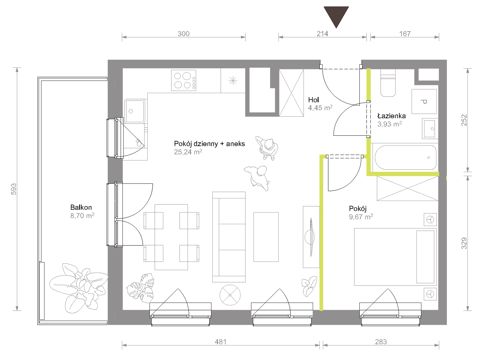 Plan 2 pok. 43m²