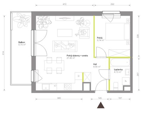 Plan 2 pok. 45m²