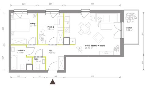 Plan 3 pok. 59m²