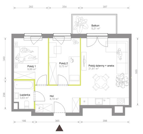 Plan 3 pok. 53m²