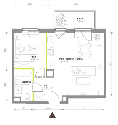 Plan 2 pok. 46m²