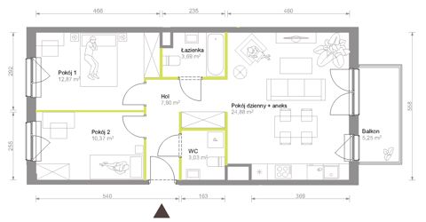 Plan 3 pok. 63m²