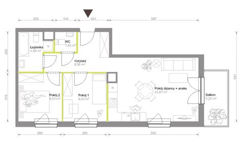 Plan 3 pok. 57m²